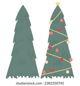 Árbol de Navidad verde claro decorado y no