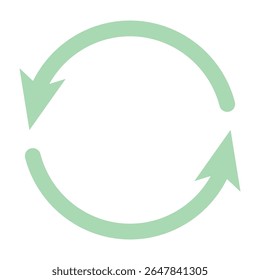 Flat green circular recycle arrow icon