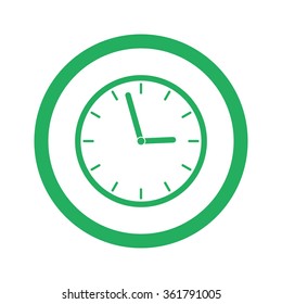 Flat green Clock icon and green circle