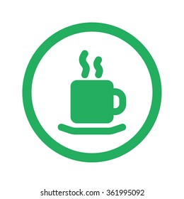 Flat green Coffee icon and green circle