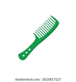 Pente verde plano usado para pentear cabelo