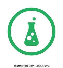 Flat green Conical Flask icon and green circle