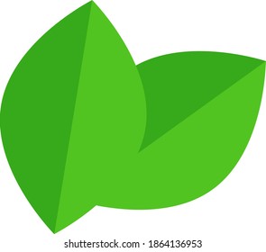 Flat Green Double Leaves Concept Nature Logo Illustration