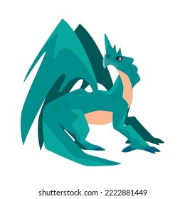 flat green dragon over white