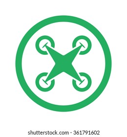 Flat green Drone Quadrocopter icon and green circle
