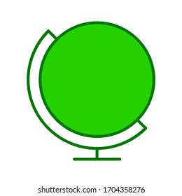 Flat Green Earth. Globe Icon Symbol. 