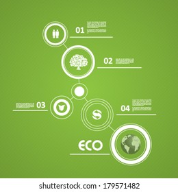 Flat green ecology infographic vector signs