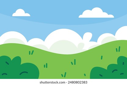 Flat Green field landscape background
