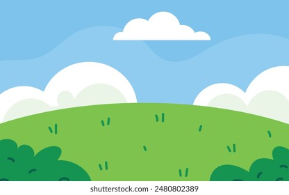 Flat Green field landscape background