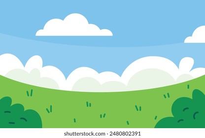 Flat Green field landscape background