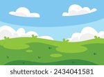 Flat green field landscape scenery