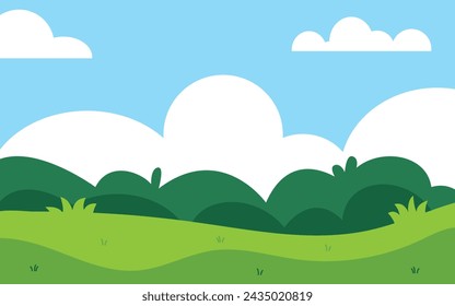 Flat green filed landscape scenery