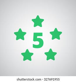 Flat green Five Star icon 