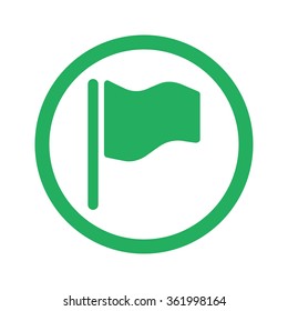 Flat green Flag icon and green circle
