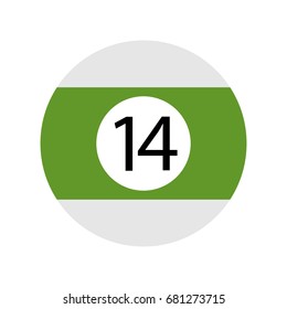Flat Green Fourteen Pool - Billiard Ball Icon Vector Isolated