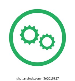 Flat green Gears icon and green circle