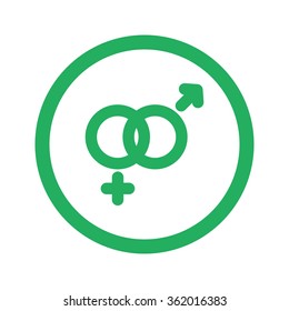 Flat green Gender icon and green circle