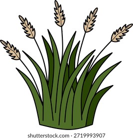 Ilustración vectorial de hierba verde plana