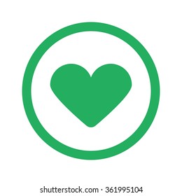 Flat green Heart icon and green circle