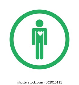 Flat green Heart icon and green circle