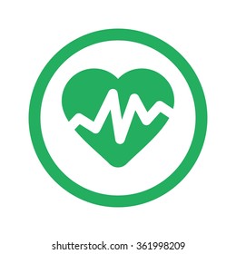 Flat green Heart Rate Pulse icon and green circle