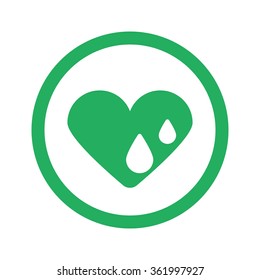 Flat green Heart Water icon and green circle