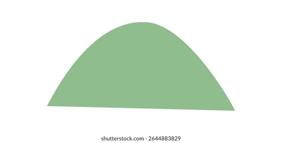 Flat green hill illustration. Simple landscape representing natures beauty. A tranquil scene of outdoor greenery evokes calmness and serenity, suitable for various uses in media.