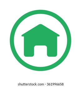 Flat green Home icon and green circle