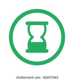 Flat green Hourglass icon and green circle