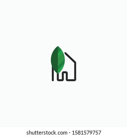 flat green house logo vector design template with simple, unique and elegant styles