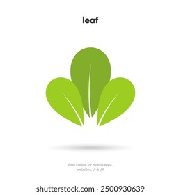 Icono de hoja verde plana. Muestra de hojas sobre fondo blanco aislado. Símbolo de hoja verde. Diseño de iconos para etiquetas naturales, ecológicas, veganas y biológicas.