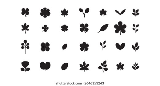 Flat Green Leaf Icon Set – Eco, Bio, Vegan Symbols for Nature and Organic Design
