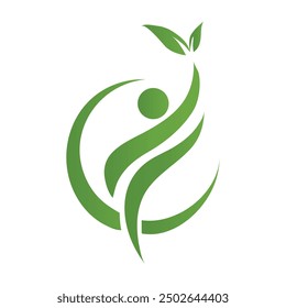 Flat Green Leaf Logo. Green leaves and sapling icon.