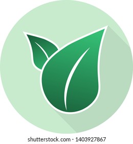 flat green leaves logo icon, concept isolated on green background