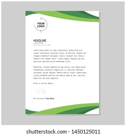 Flat green letterhead premium template vector