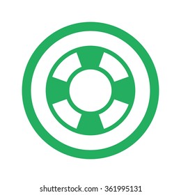 Flat green Life Buoy icon and green circle