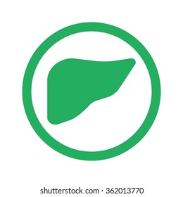 Flat green Liver icon and green circle