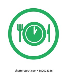 Flat Green Lunch Time Icon And Green Circle