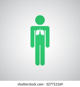 Flat green Lungs icon 