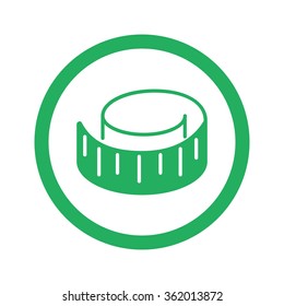 Flat green Measuring Tape icon and green circle