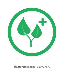 Flat green Medical Herbs icon and green circle
