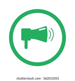 Flat green Megaphone icon and green circle