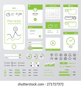 Flat Green Mobile Web UI Kit