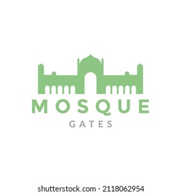 diseño del logo de la puerta de la mezquita verde plana, ilustración del símbolo gráfico vectorial