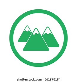 Flat green Mountain icon and green circle