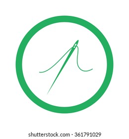 Flat green Needle icon and green circle