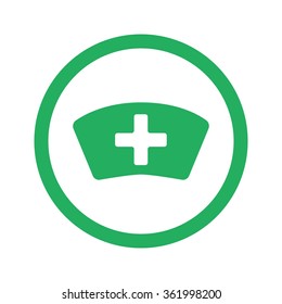 Flat green Nurse icon and green circle
