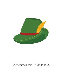 Flat green Oktoberfest hat vector illustration on white background.