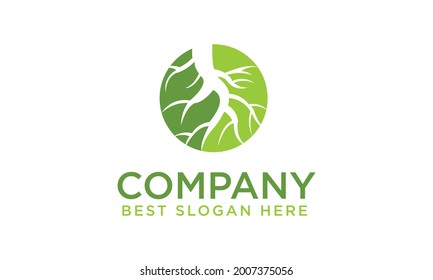 flat green and orange geometric natural roots logo icon vector template