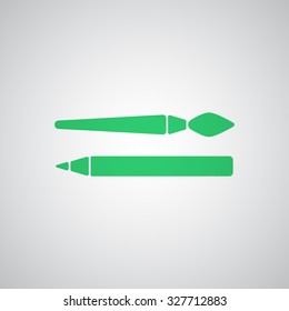 Flat green Paintbrush icon 